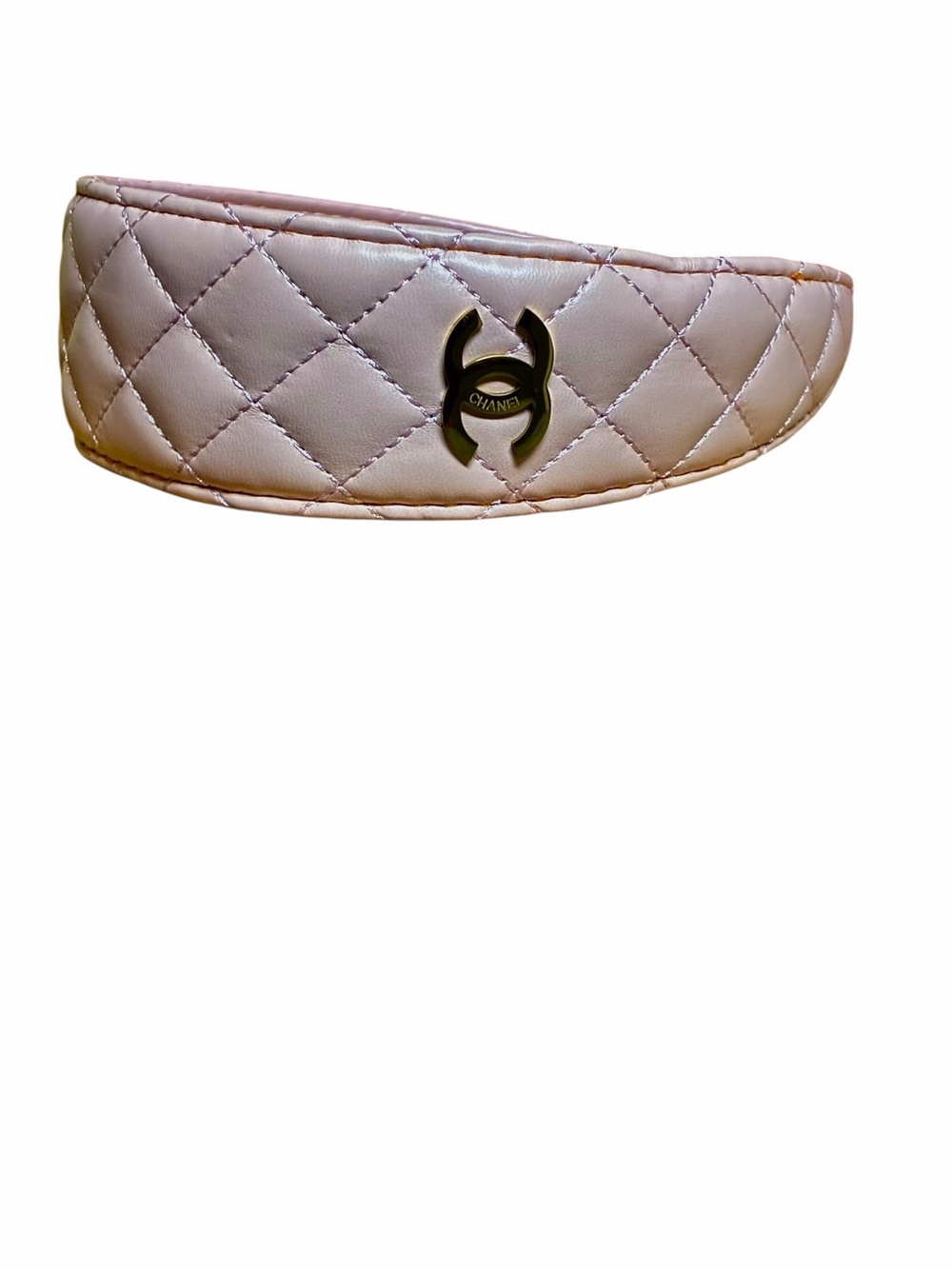 ✨ChaneI. Light Pink Quilted Headband with Gold-Tone CC Logo